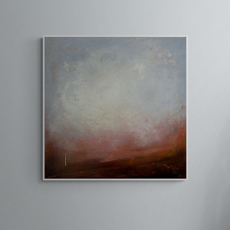 Abstract painting with gradient colors on a gray wall